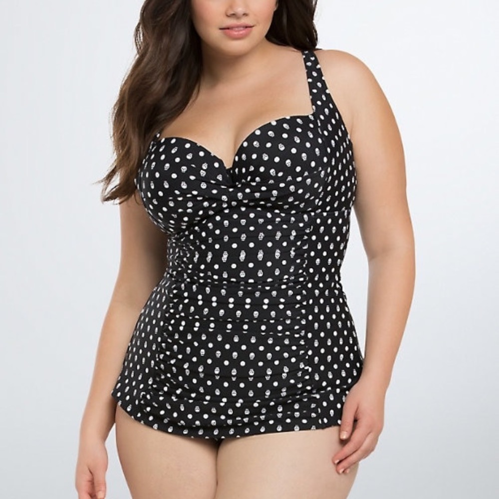 Torrid Skulls Ruched Halter Top Swimsuit